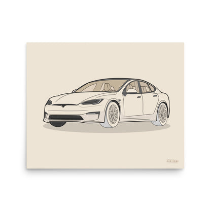 Model S Front View On Matte Poster (3 Sizes Available)