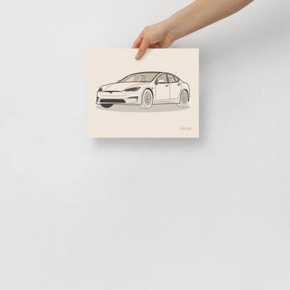 Model S Front View On Matte Poster (3 Sizes Available)