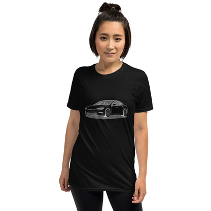 Model S Front View On Unisex T-Shirt (3 Colors Available)