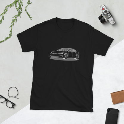 Model S Front View On Unisex T-Shirt (3 Colors Available)