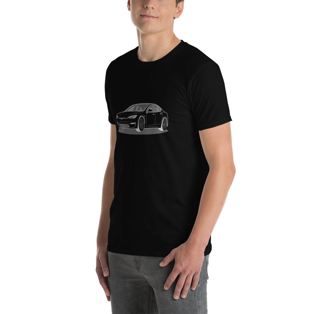 Model S Front View On Unisex T-Shirt (3 Colors Available)