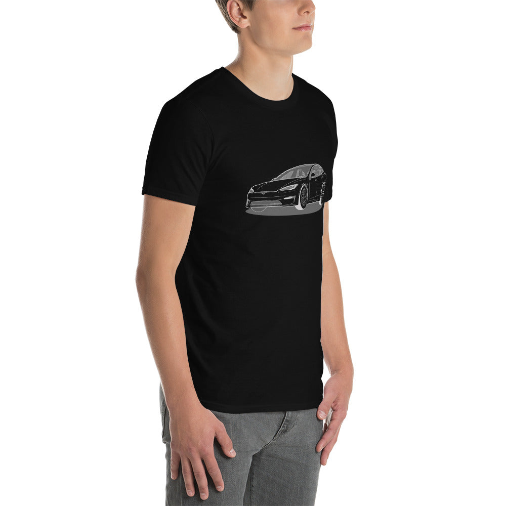 Model S Front View On Unisex T-Shirt (3 Colors Available)