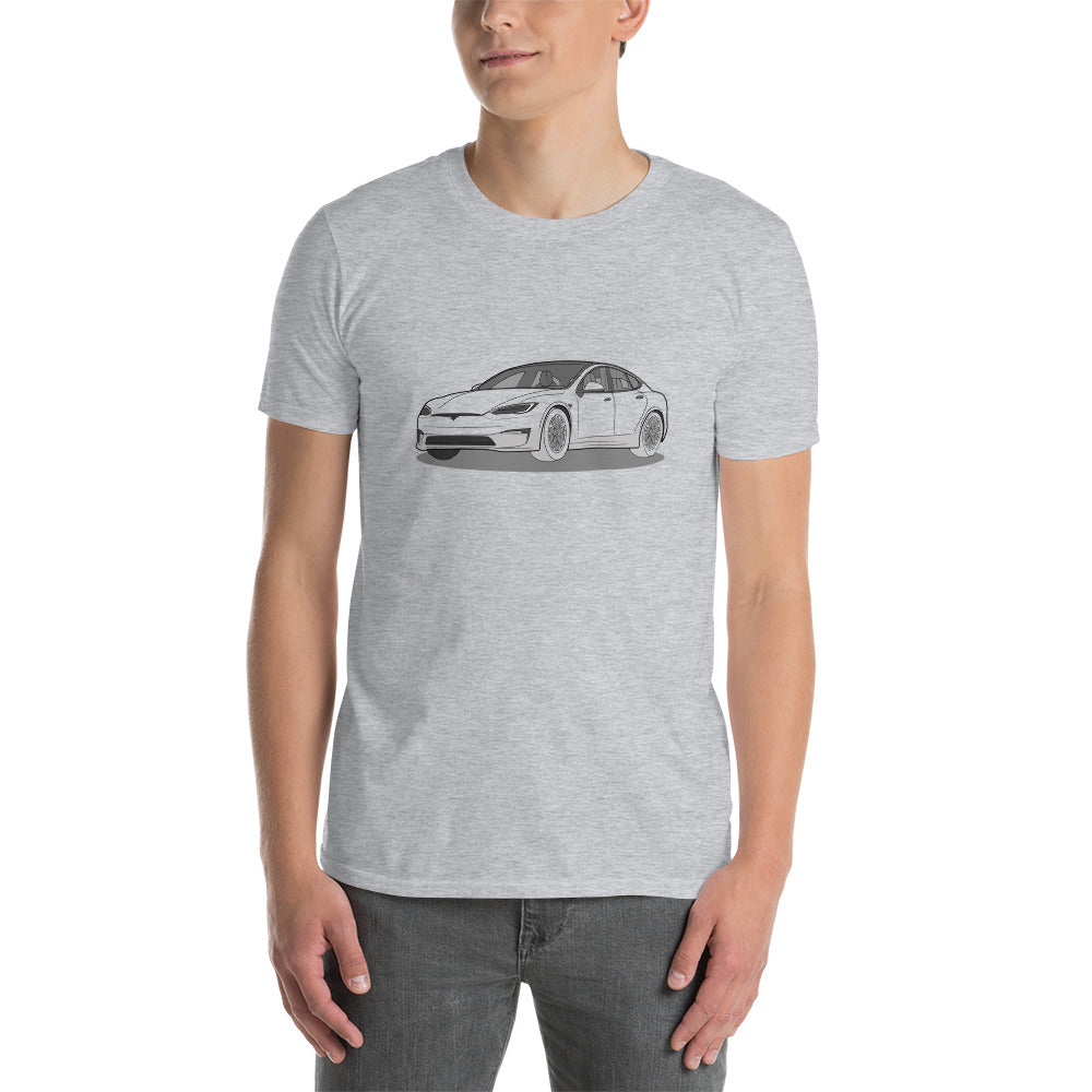 Model S Front View On Unisex T-Shirt (3 Colors Available)