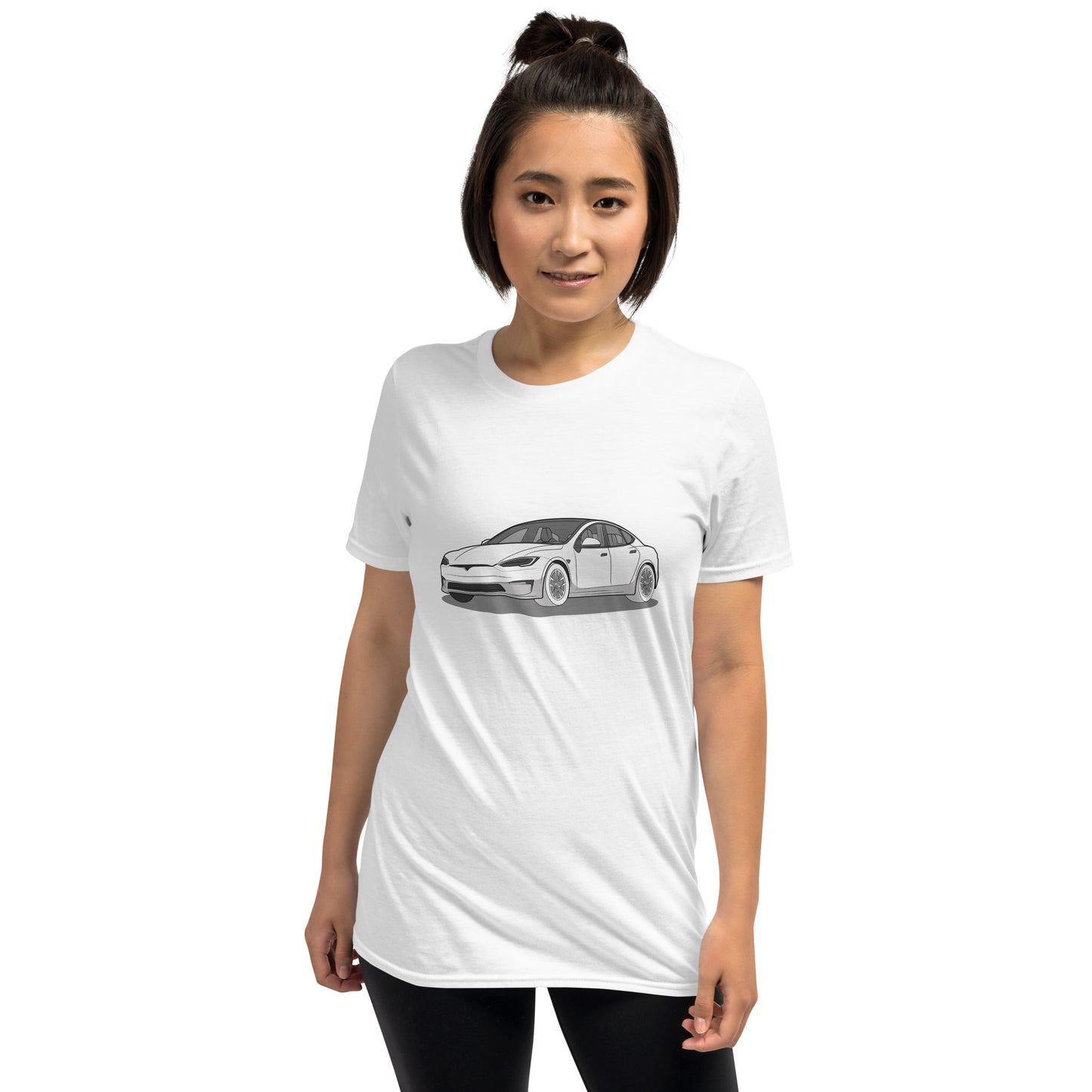 Model S Front View On Unisex T-Shirt (3 Colors Available)