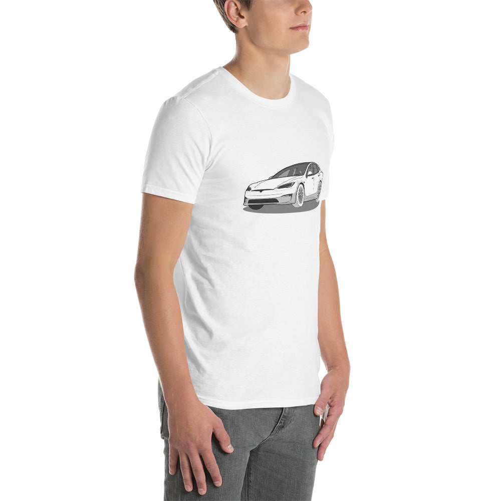 Model S Front View On Unisex T-Shirt (3 Colors Available)