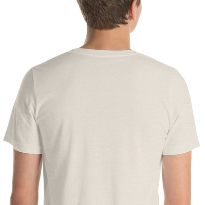 Model S Front View On Heather Dust Unisex T-Shirt