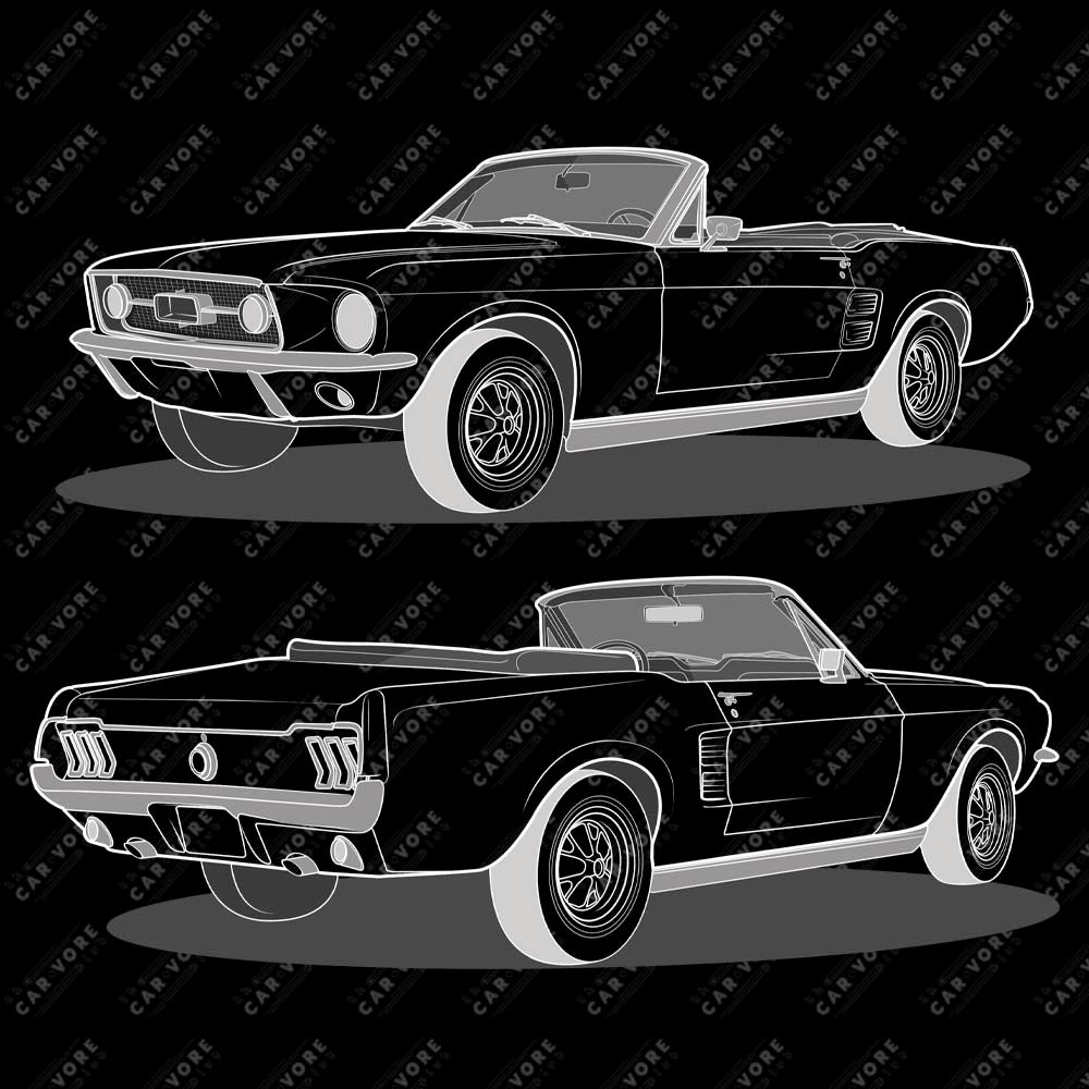  1967 Ford Mustang Convertible Double Sided Unisex Sweatshirt (2 Colors Available)