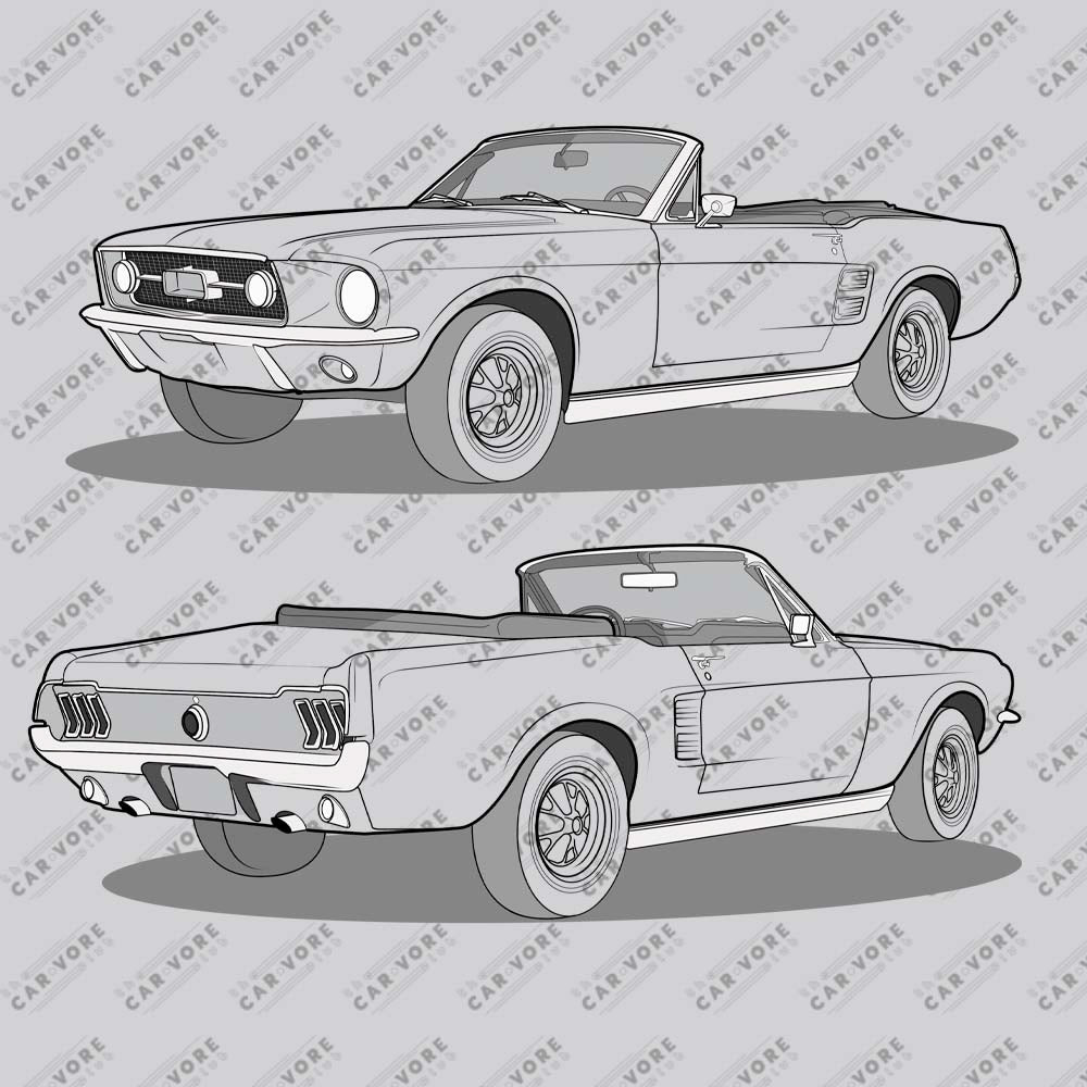  1967 Ford Mustang Convertible Double Sided Unisex Sweatshirt (2 Colors Available)