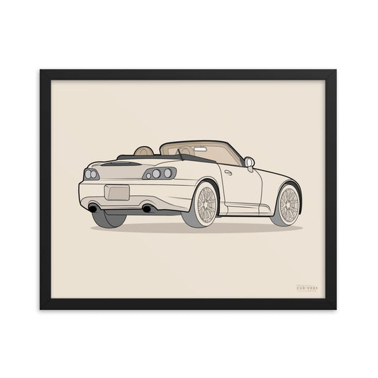 2007 Honda S2000 Rear View Framed Enhanced Matte Poster (3 Sizes & Frames Available)