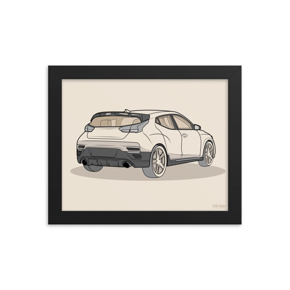 2021 Veloster N Rear View Framed Enhanced Matte Poster For Hyundai Enthusiasts (3 Sizes & Frame Colors Available)