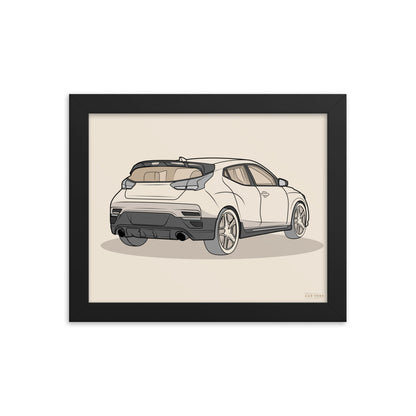 2021 Veloster N Rear View Framed Enhanced Matte Poster For Hyundai Enthusiasts (3 Sizes & Frame Colors Available)