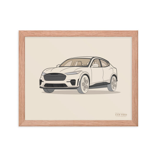 2021 Ford Mustang Mach-E GT Front View Framed Enhanced Matte Poster (3 Colors & Sizes Available)