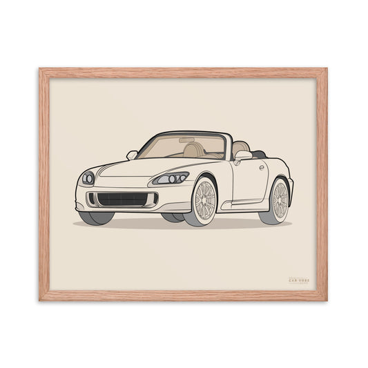 2007 Honda S2000 Front View Framed Enhanced Matte Poster (3 Sizes & Frames Available)