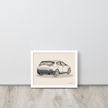 2021 Veloster N Rear View Framed Enhanced Matte Poster For Hyundai Enthusiasts (3 Sizes & Frame Colors Available)