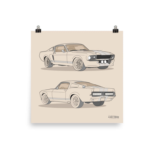 1967 Ford Mustang Shelby GT500 12 in. x 12 in. Poster