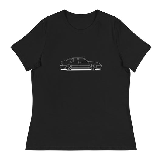 Saab 9000 Aero Outline Women's Relaxed Black T-Shirt