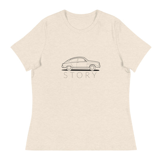 Saab Story 96 Monte Carlo Outline Women's Relaxed Beige T-Shirt