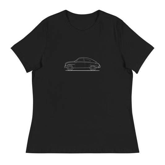 Saab 93 Outline Women's Relaxed Black T-Shirt