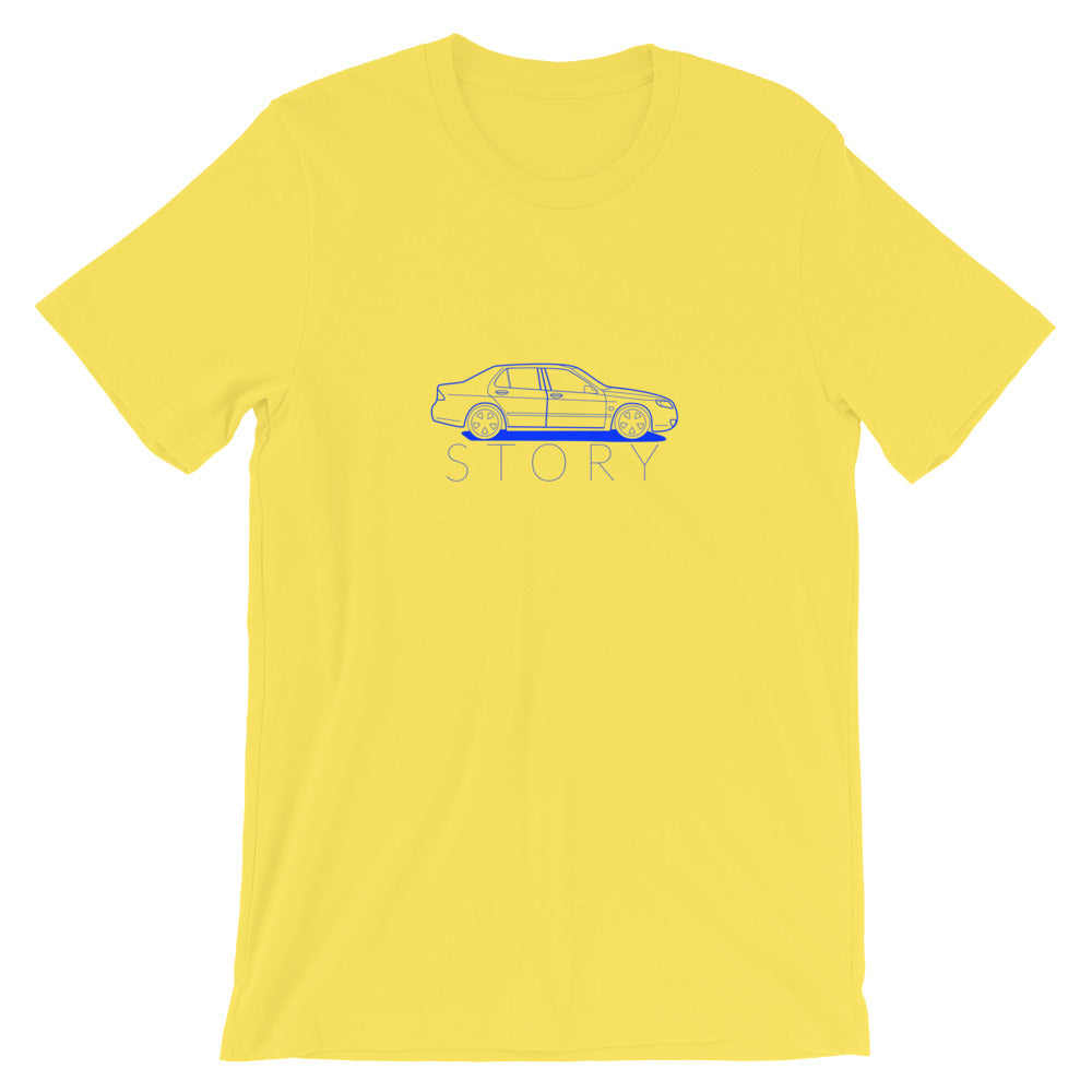 Saab Story 9-5 Sedan Outline Yellow Unisex T-Shirt