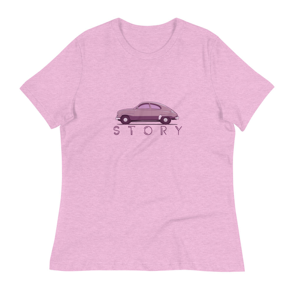 Saab 93 Story Women's Relaxed Lilac T-Shirt