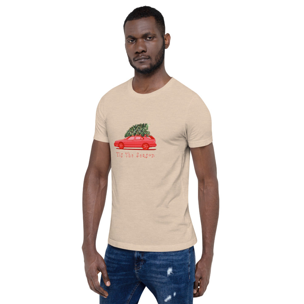 Saab 9-5 Wagon Tis The Season Christmas Holiday Beige Unisex T-Shirt