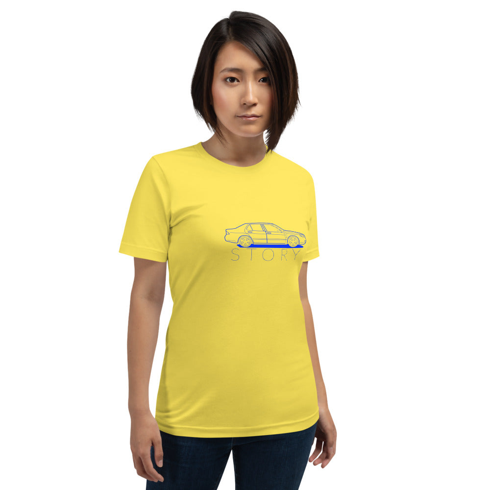 Saab Story 9-5 Sedan Outline Yellow Unisex T-Shirt