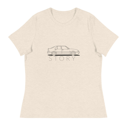 Saab Story 9000 Aero Outline Women's Relaxed Beige T-Shirt