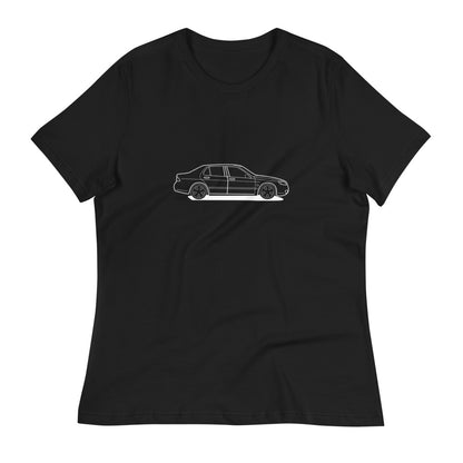 Saab 9-5 Sedan Outline Women's Relaxed Black T-Shirt