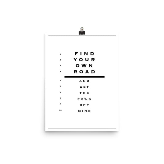 Saab Eye Chart Inspired Find Your Own Road 12 in. x 16 in. Poster