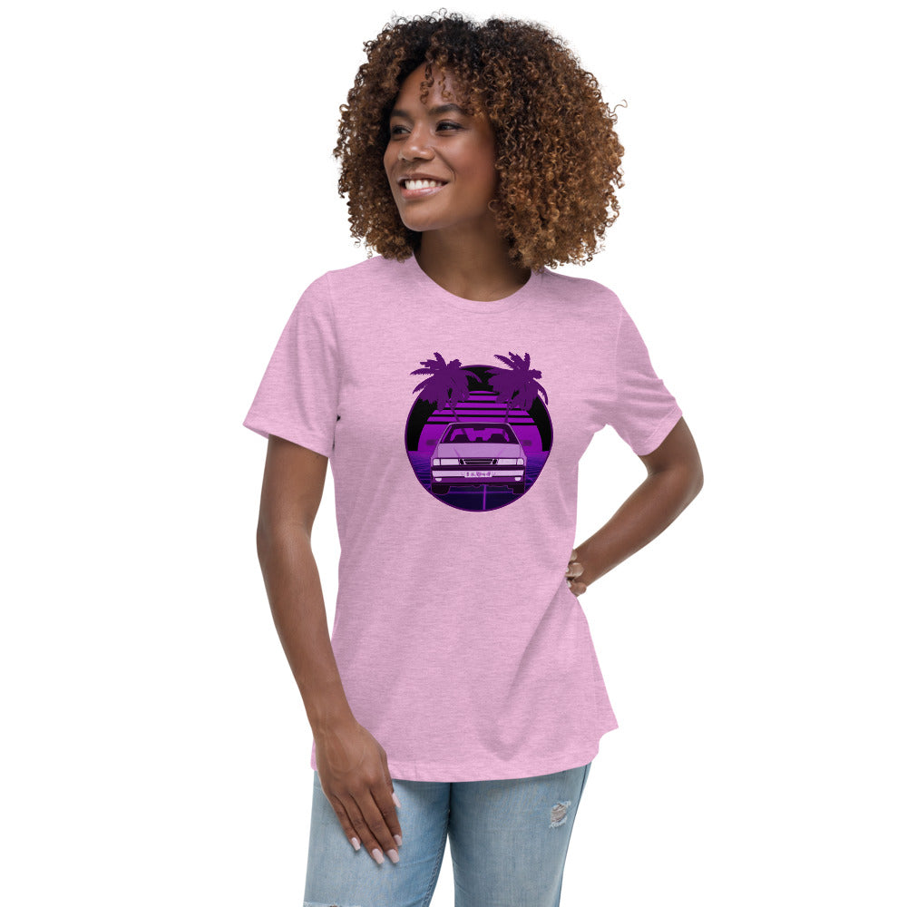 Vaporwave Saab Women's Relaxed Lilac T-Shirt