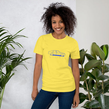 Saab Story 9-5 Sedan Outline Yellow Unisex T-Shirt