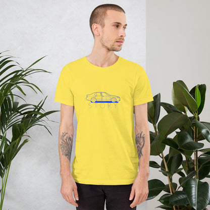 Saab Story 9-5 Sedan Outline Yellow Unisex T-Shirt