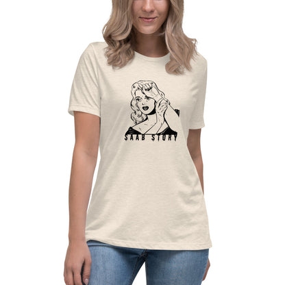 Pop Art Saab Story Women's Relaxed Beige T-Shirt