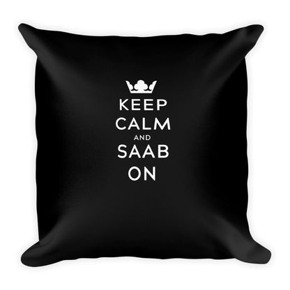 Keep Calm Saab On Black  18 x 18 Throw Pillow