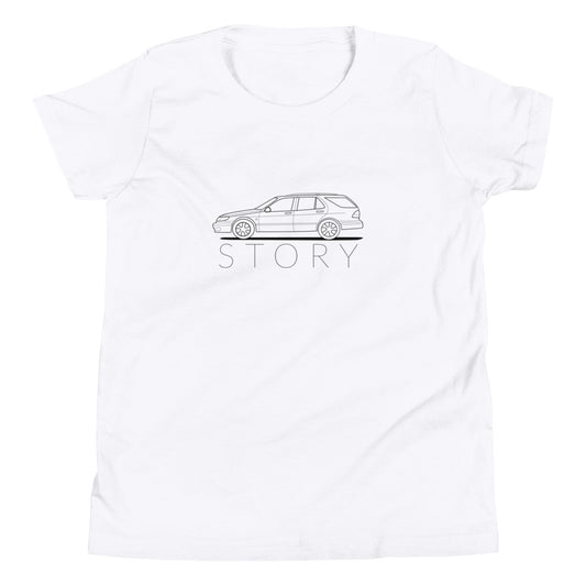 Saab Story 9-5 Wagon Outline White T-Shirt