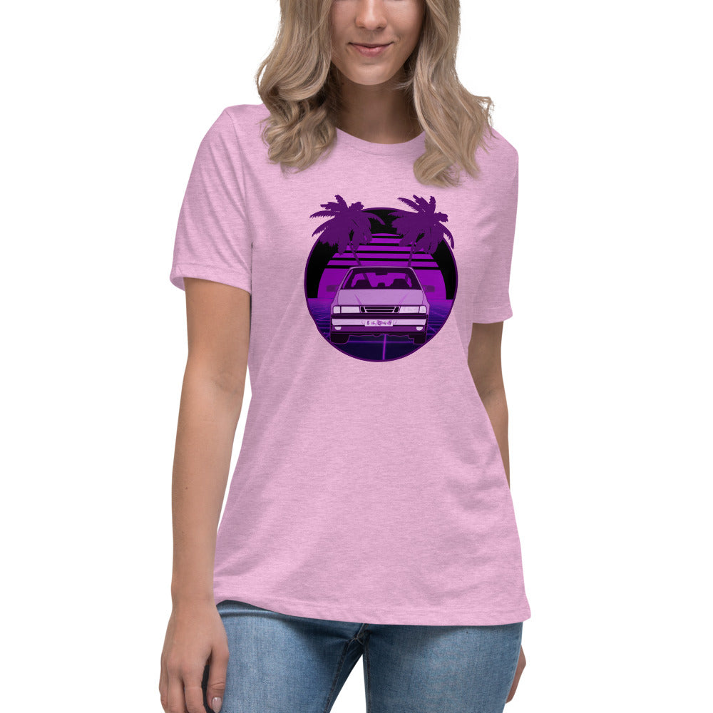 Vaporwave Saab Women's Relaxed Lilac T-Shirt