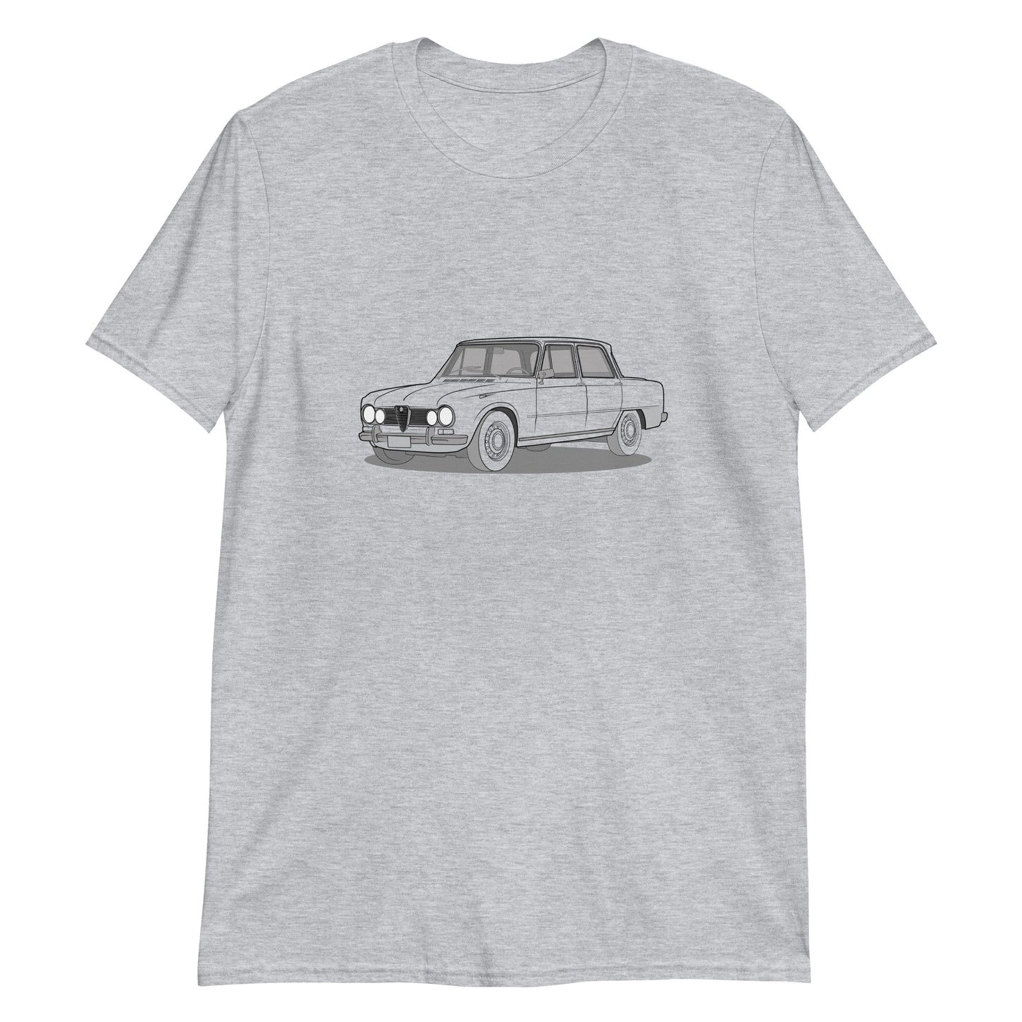 1967 Alfa Romeo Giulia Super Sedan Front Side Unisex T-Shirt (3 Colors Available)