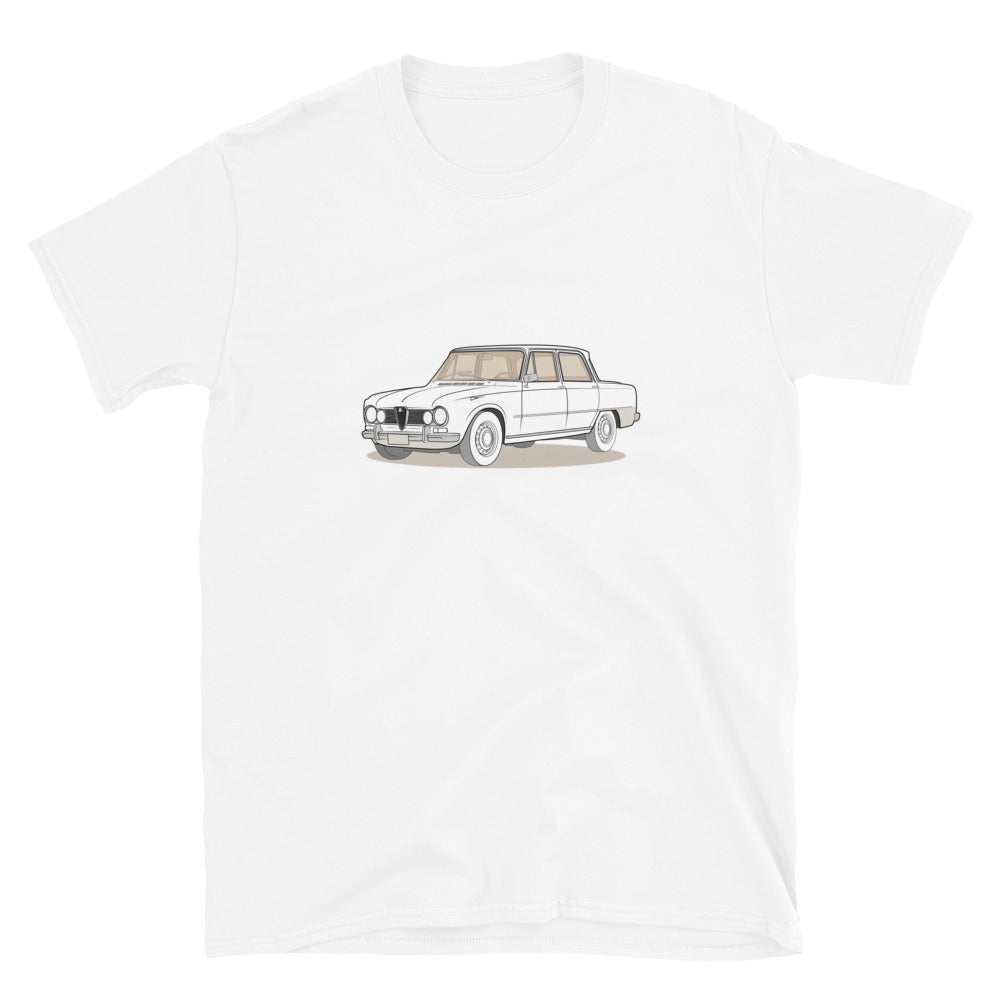 1967 Alfa Romeo Giulia Super Sedan Front Side Unisex T-Shirt (3 Colors Available)