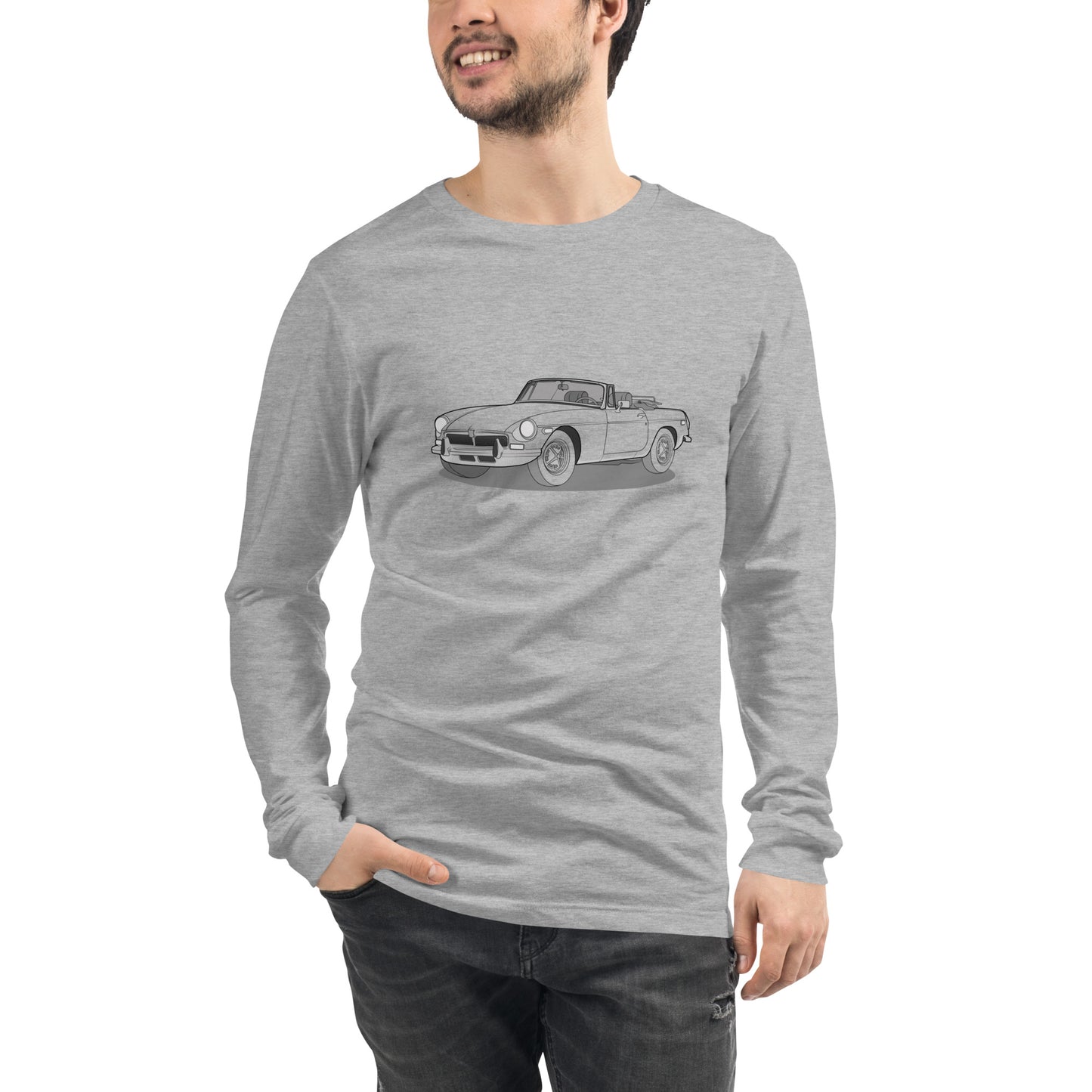 1973 MG B Premium Front Side Unisex Long-Sleeve Shirt (3 Colors Available)