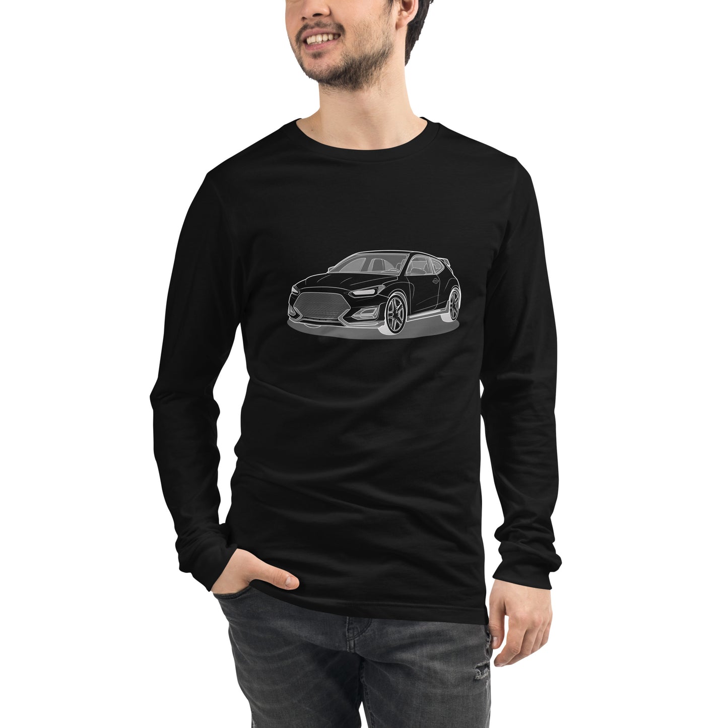 2021 Veloster N Front Side Premium Unisex Long-Sleeve Shirt For Hyundai Enthusiasts