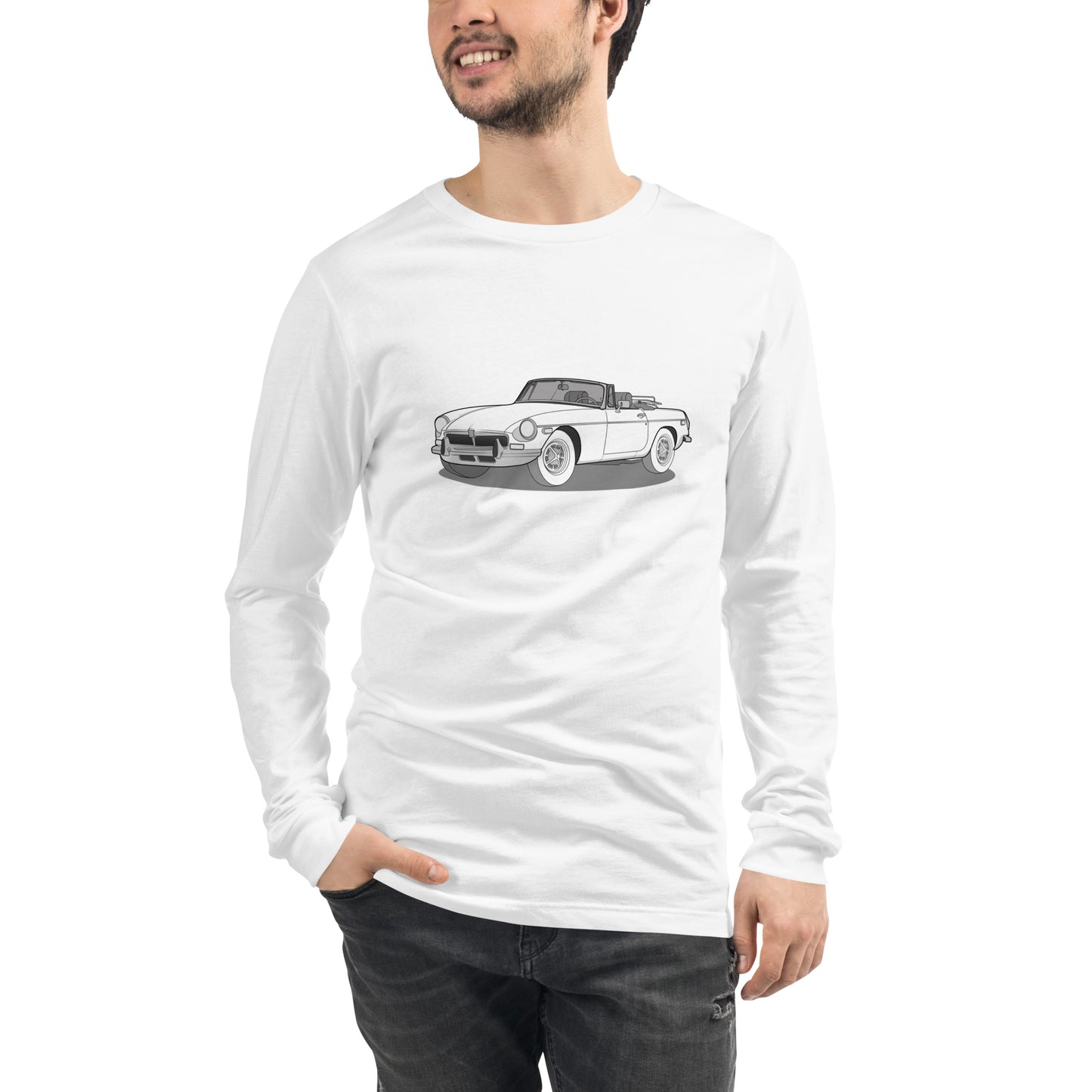 1973 MG B Premium Front Side Unisex Long-Sleeve Shirt (3 Colors Available)