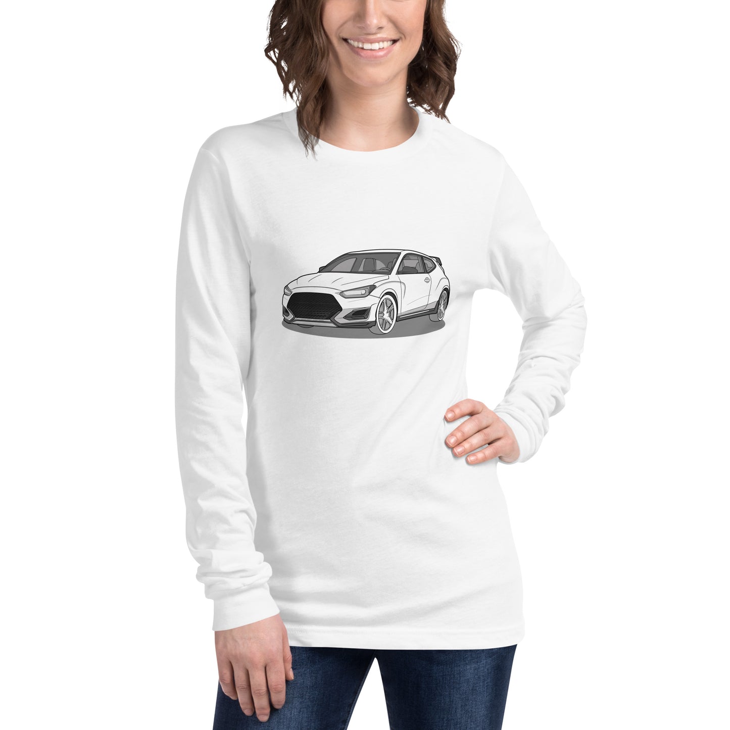 2021 Veloster N Front Side Premium Unisex Long-Sleeve Shirt For Hyundai Enthusiasts