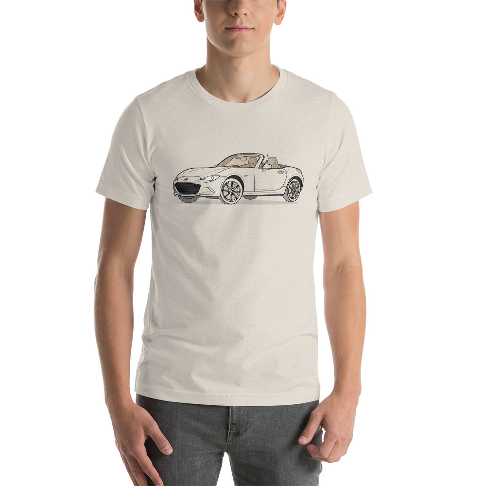 2019 Mazda Miata MX-5 Roadster Front Side Heather Dust Unisex T-Shirt