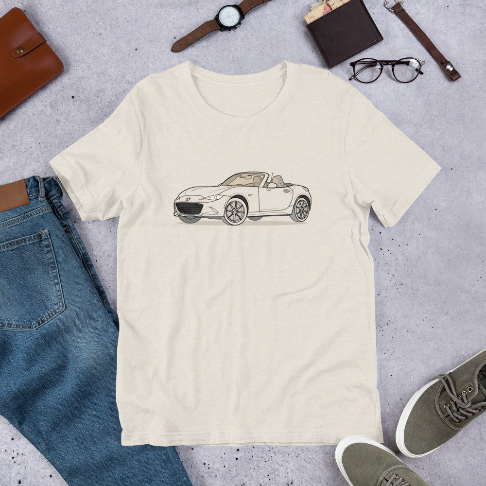 2019 Mazda Miata MX-5 Roadster Front Side Heather Dust Unisex T-Shirt