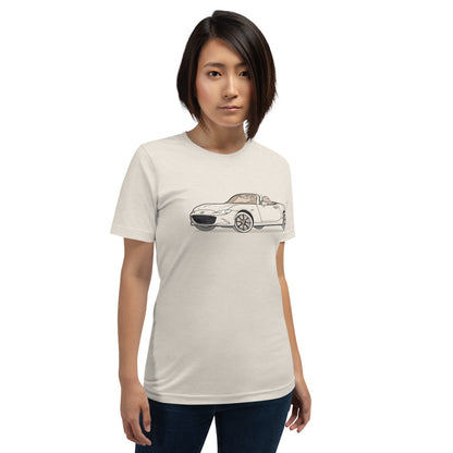 2019 Mazda Miata MX-5 Roadster Front Side Heather Dust Unisex T-Shirt