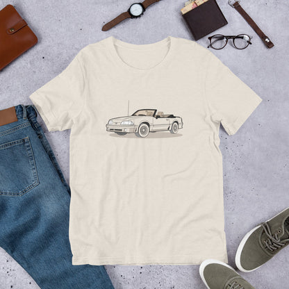 1989 Ford Mustang Convertible 5.0 Heather Dust Double Sided Unisex T-Shirt