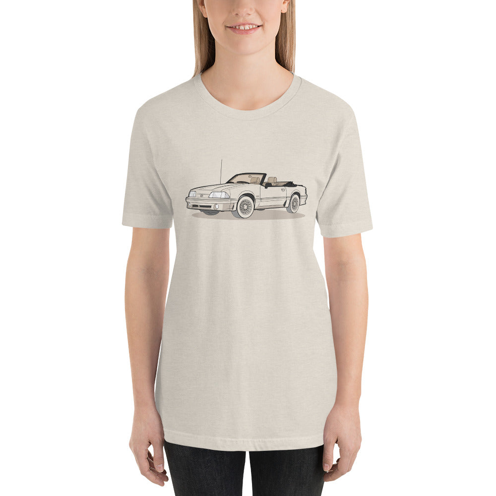 1989 Ford Mustang Convertible 5.0 Heather Dust Double Sided Unisex T-Shirt