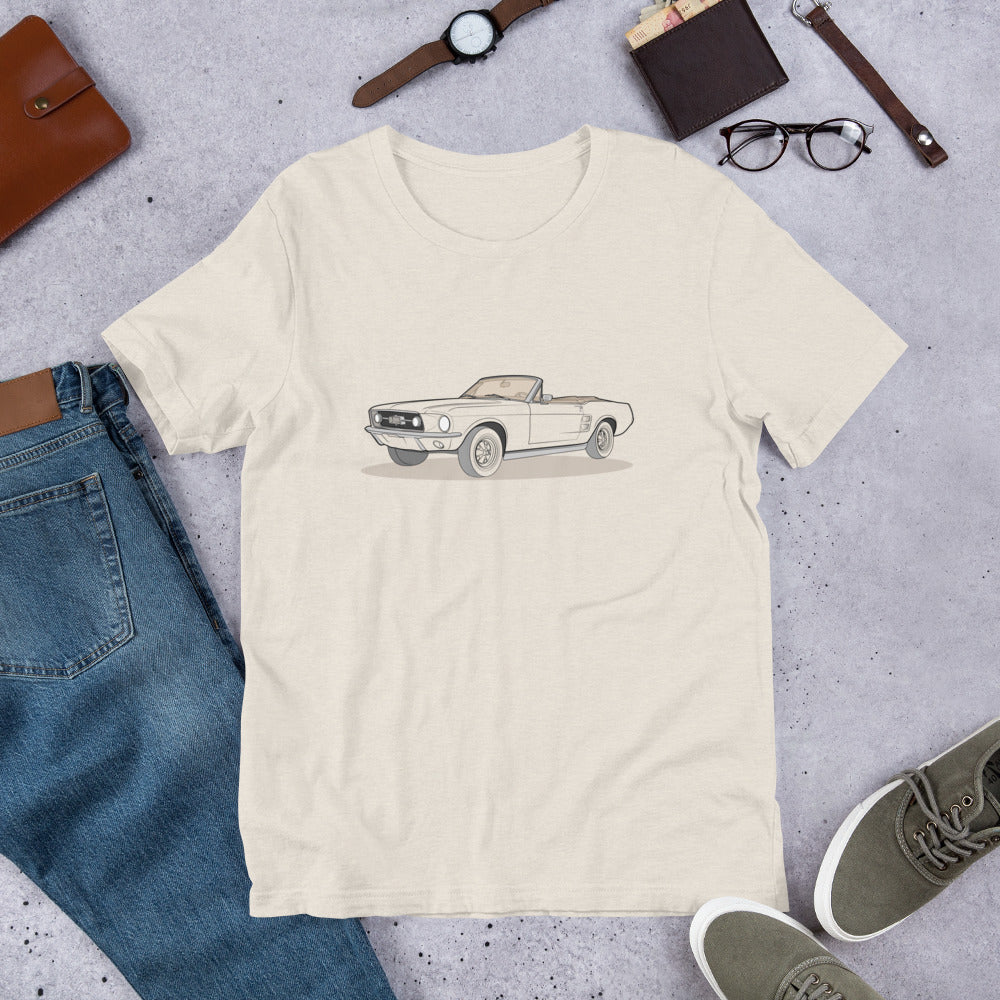 1967 Ford Mustang Convertible Front Side Heather Dust Unisex T-Shirt